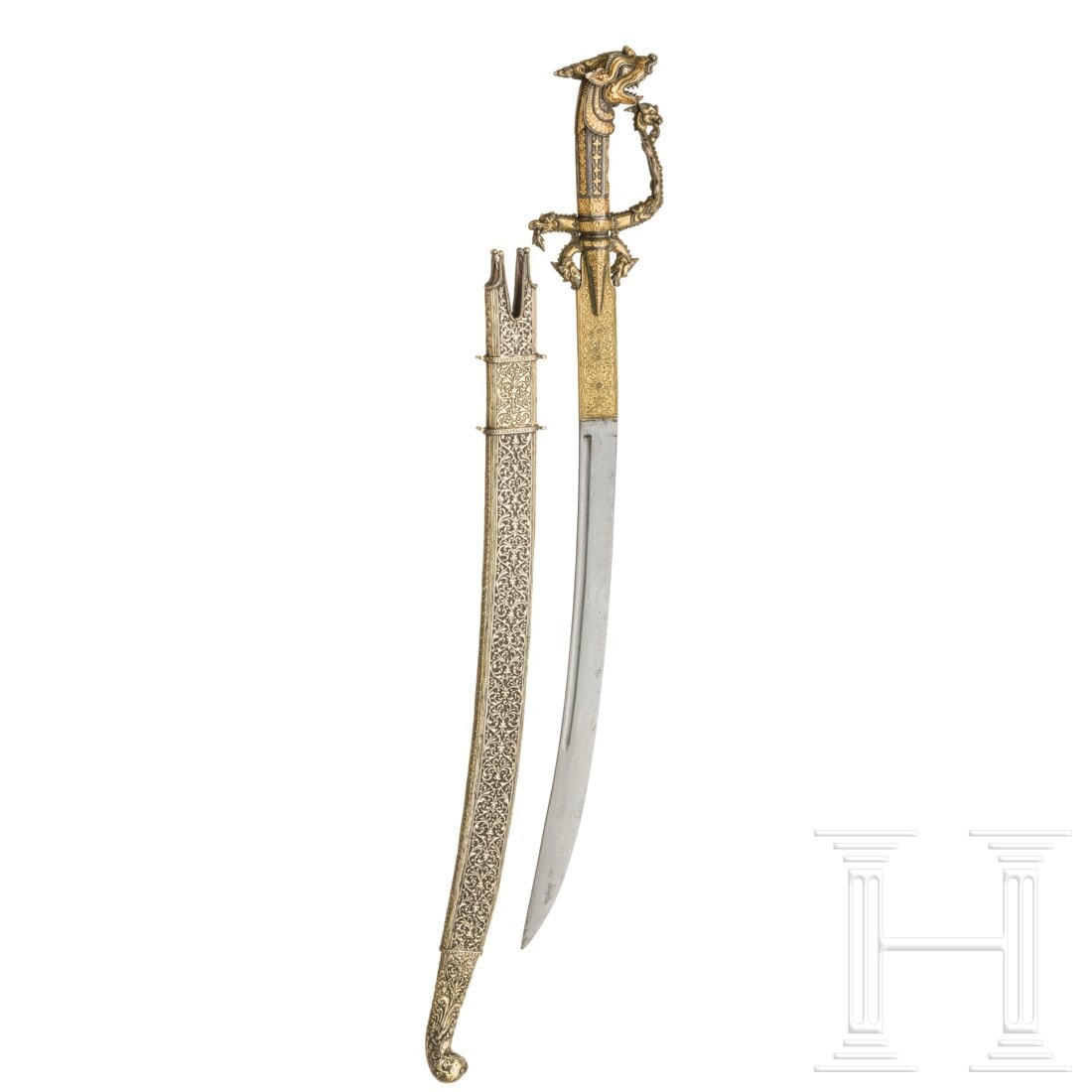 A silver-mounted and gold-plated Sri Lankan kastane, circa 1800 (1 of 6)