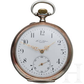 A silver pocket watch with the portrait of Kaiser Wilhelm II made by F. L. Löbner, Berlin (1 of 4)