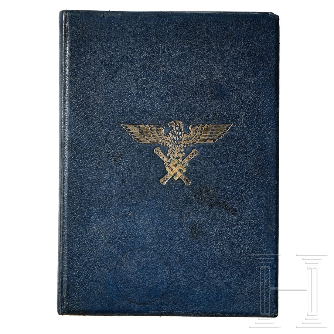 A Mappe for Pilot Observer Badge in Diamonds of Hermann Göring: A Mappe for Pilot Observer Badge in Diamonds of Hermann GöringA folder for Pilot Observer Badge in Diamonds of Hermann Göring. Blue-grey Saffian leather covered folder with gold foil embossed Reichs