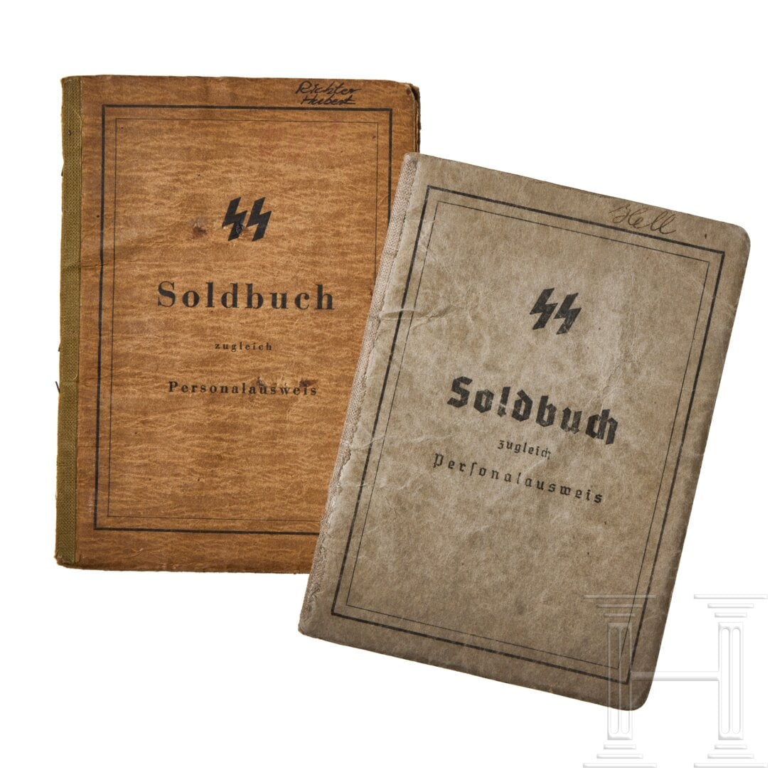 A Small Collection of Waffen SS Soldbuch: A Small Collection of Waffen SS SoldbuchTwo Soldbuch for SS personnel. Hubert Richter, killed in action on 9, July 1941. He served with an SS-Totenkopf Aufklärungs-Abteilung. Awards: Austria Anschlus
