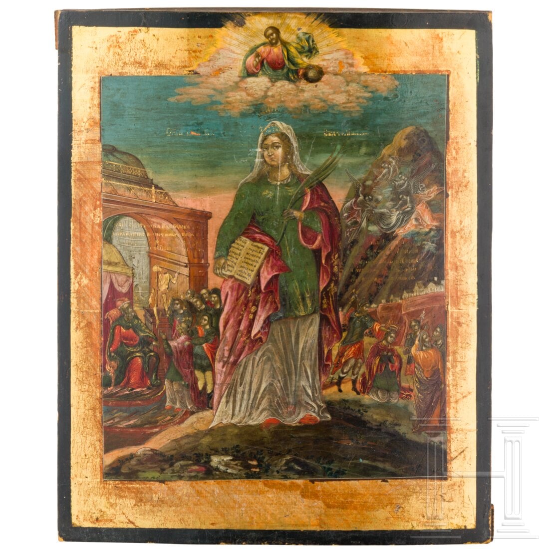 A large icon showing Saint Catherine and scenes of her life, Russia, 19th century (1 of 3)