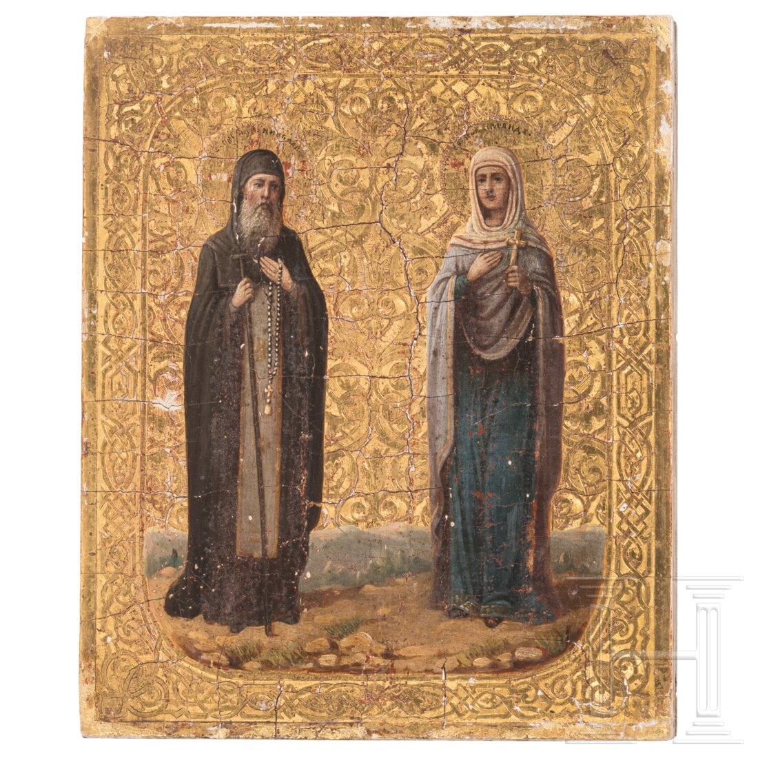 A Russian icon showing Saints Nikolai and Aglaida, circa 1900 (1 of 2)