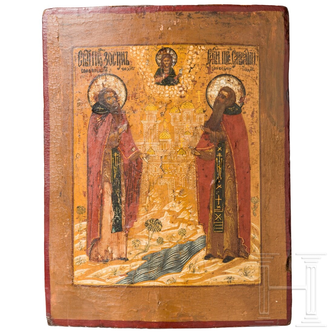 An icon showing the Monksaints Zosima and Savatii, Russia, circa 1800 (1 of 4)