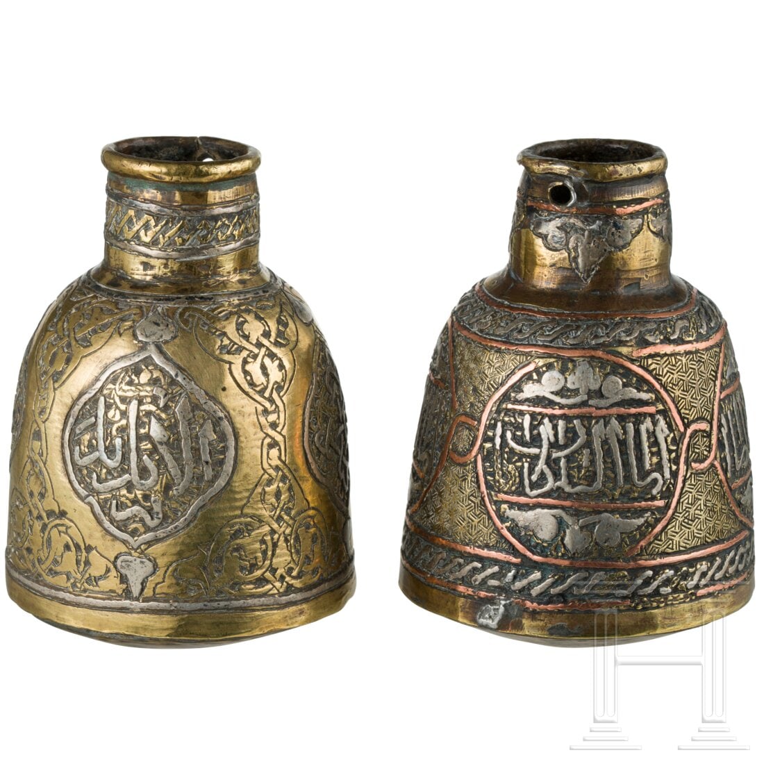 Two silver and copper inlaid Mamluk brass vessels (1 of 3)
