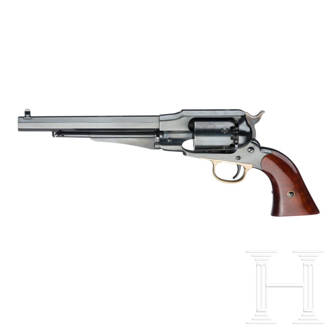 Remington Mod. 1858 New Army, Hege-Uberti: Remington Mod. 1858 New Army, Hege-UbertiCal. .44(BlackPowder), SN. D44254, blanker Oktagonallauf, Länge 8". Sechsschüssig. Auf dem Lauf Firmierung, rechts italienischer Beschuss. Vollständige, ori