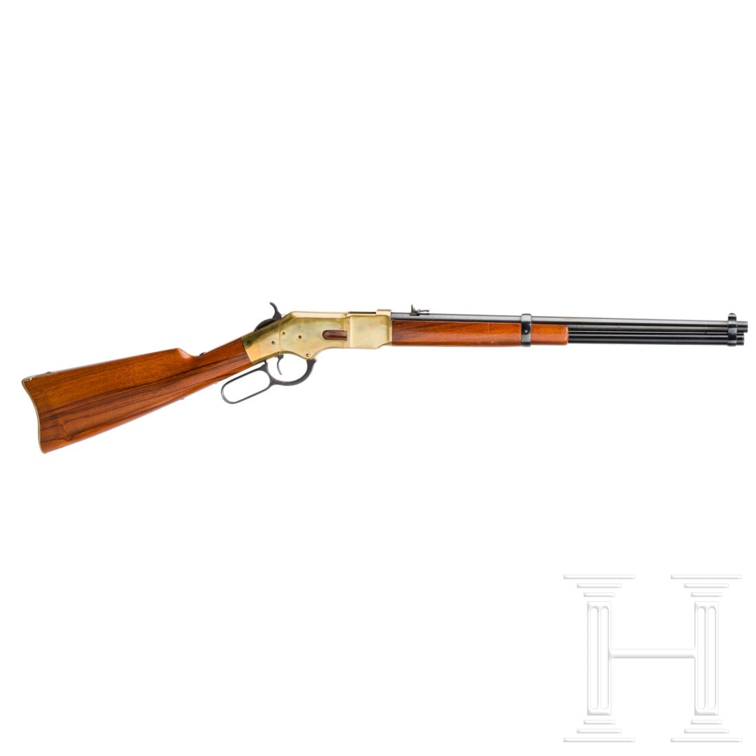 A Hege-Uberti Mod. Winchester 1866 Carbine: A Hege-Uberti Mod. Winchester 1866 CarbineCal. .38Special, SN. 4672, äußerlich nummerngleich. Schwerer, runder Lauf, blanke Seele, Länge 19". Röhrenmagazin. Italienischer Beschuss. Brünierung von