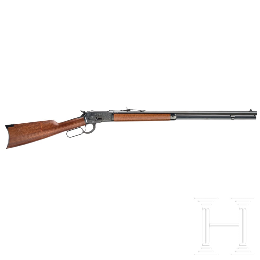 A Miroku Winchester Mod. 92 lever-action rifle: A Miroku Winchester Mod. 92 lever-action rifleCal. .44-40WCF, SN. NT2781, nummerngleich, runder, blanker Lauf, Länge 24''. Röhrenmagazin. Französischer Beschuss. Schwarze Originalbrünierung mit Ja