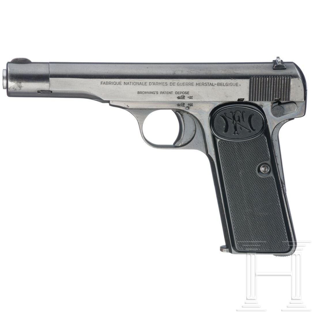 An FN Mod. 1910/22: An FN Mod. 1910/22 Cal. 7,65mmBrowning, SN. 143577, äußerlich nummerngleich. Blanker Lauf. Neunschüssig. Hebel-, Magazin- und Handballensicherungen. Zivile Kontroll- und Beschusstempel. Zweizeilige
