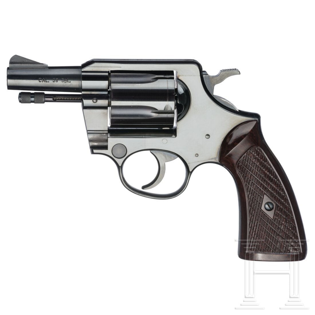 A Korth Series 20, 2½": A Korth Series 20, 2½"Cal. .38Special, SN. 20052, blanker Lauf, Länge 62 mm. Fünfschüssig. Deutscher Beschuß 1964. Am Rahmen rechts dreizeilige Firmierung, am Lauf links Kaliber. SA/DA. Im 