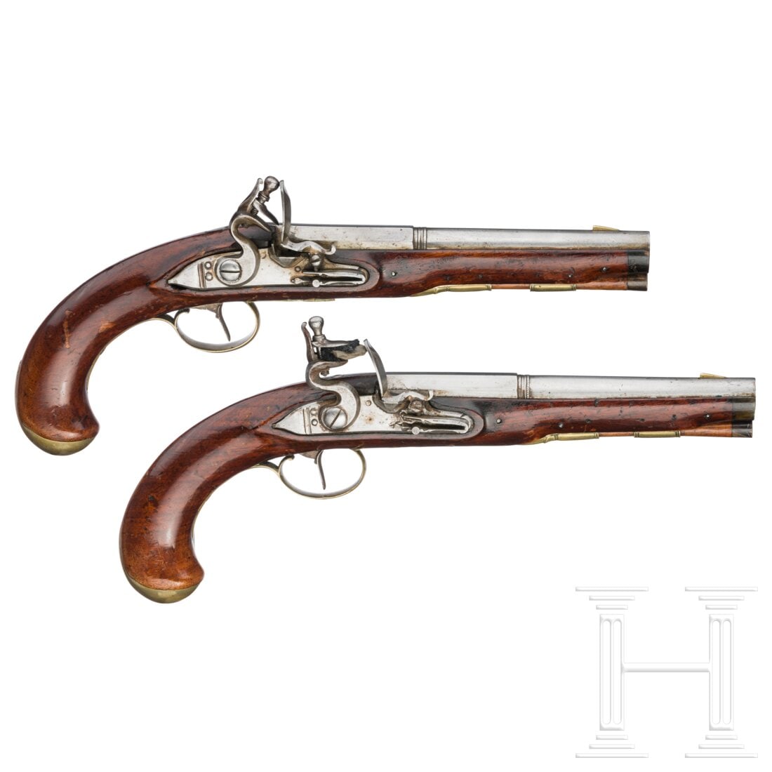A pair of Flemish/French officer's flintlock pistols, circa 1770 (1 of 9)