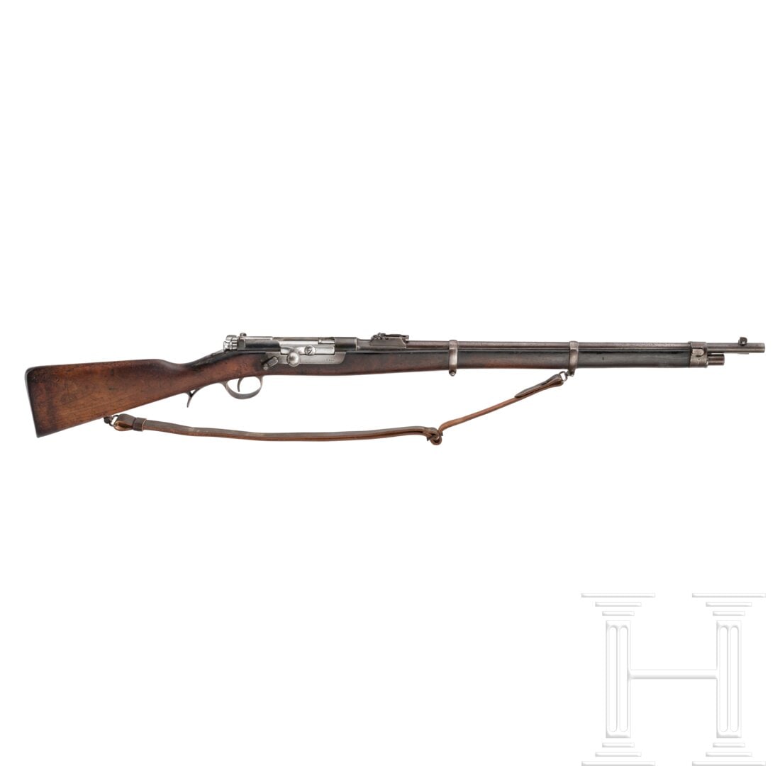 A Steyr Mod. 1886 Kropatschek: A Steyr Mod. 1886 KropatschekCal. 8x56R Krop, SN. C844, Schloss nicht nummerngleich. Matter, leicht rauer Lauf. Fertigung "OE.W.F.G. STEYR / 1886". Links an der Führung Krone/"L I". Achtschüssiges R