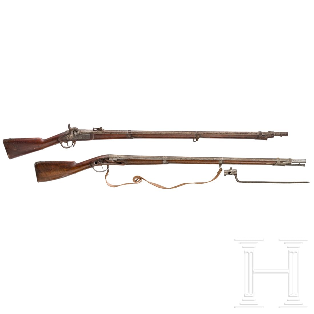 Two infantry rifles and a bayonet, Switzerland and Baden, first half of the 19th century (1 of 6)