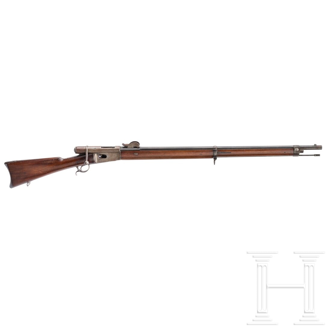 A Vetterli Mod. 1881, Waffenfabrik Bern: A Vetterli Mod. 1881, Waffenfabrik BernCal. 10,4mmSwissOrd, SN. 225855, nummerngleich. Rauer Lauf. Zwölfschüssiges Röhrenmagazin. Quadrantenvisier skaliert 2 - 12. Fertigung "Waffenfabrik Bern". Gu