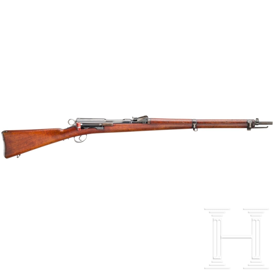A Cadet's Rifle Mod. 1897: A Cadet's Rifle Mod. 1897Cal. 7,5x55, SN. 3519, nummerngleich. Spiegelblanker Lauf, Länge 57 cm. Einschüssig. Quadrantenvisier eingerichtet für Kadetten- und Ordonnanzpatronen. Bajonetthalterung. O