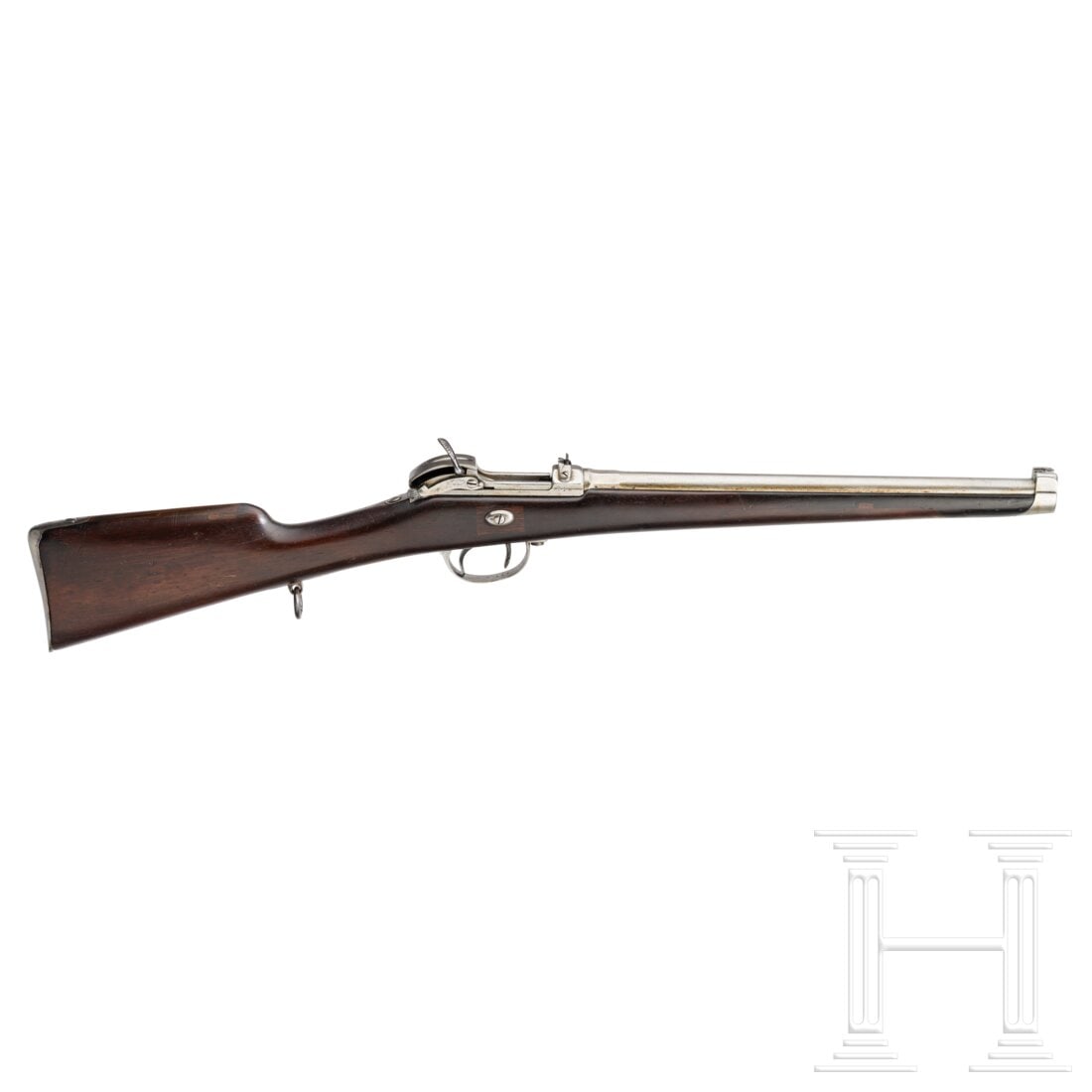 A Werder M 1869 carbine by Francotte, 1871: A Werder M 1869 carbine by Francotte, 1871Cal. 11,5x40R Werder, SN. 509 , nummerngleich. Rauer Lauf im Mündungsbereich (durch Gewehrpfropf aus Weißbuchenholz) mit scharfem Zug-/Feld-Profil. Fertigun