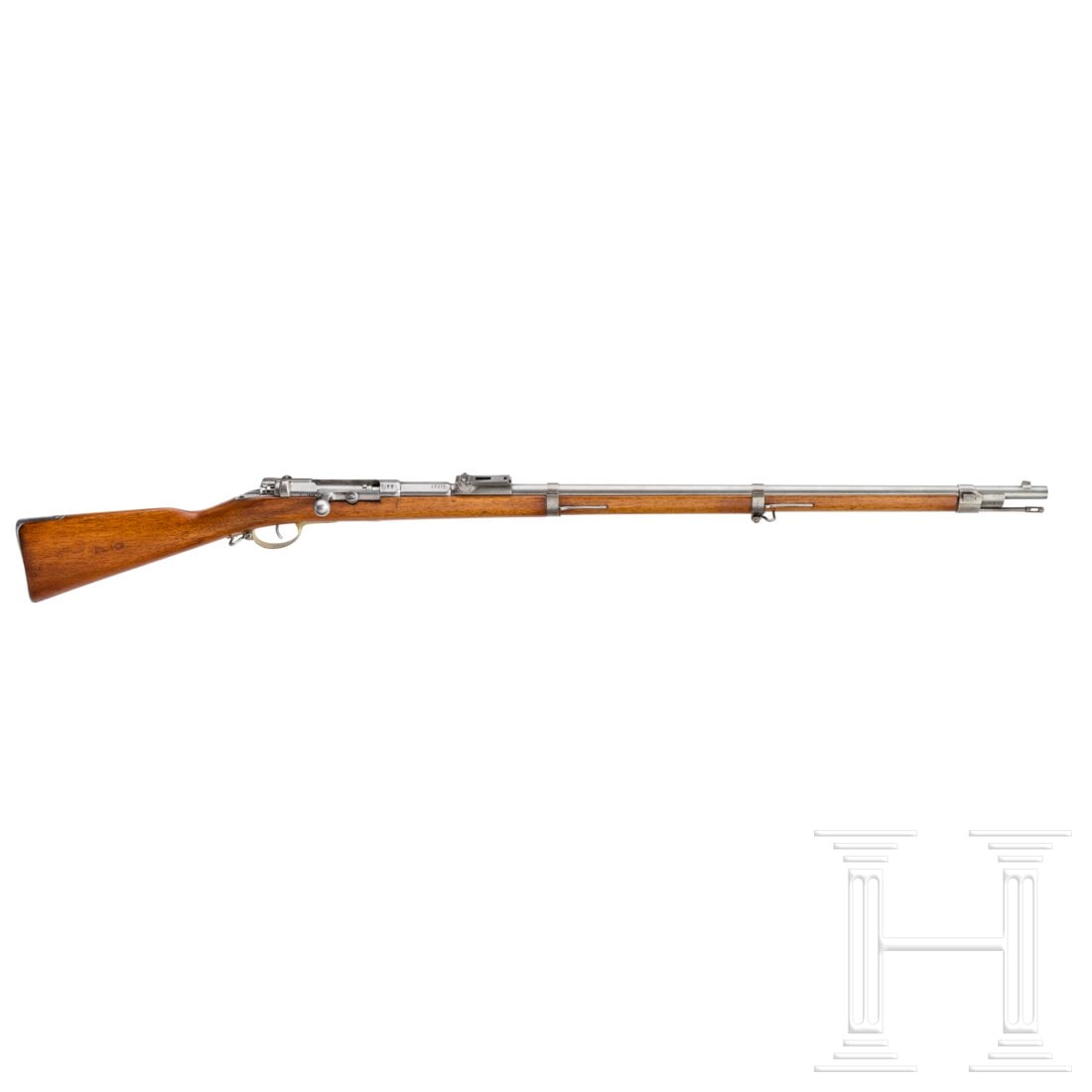 An Infanteriegewehr M 1871 by Amberg: An Infanteriegewehr M 1871 by AmbergCal. 11,15x60R M71, SN. 76036, nicht nummerngleich. Blanker Lauf. Fertigung 1879. Zeitgenössische militärische Kontroll- und Abnahmestempel. Truppenstempel "B 9.R