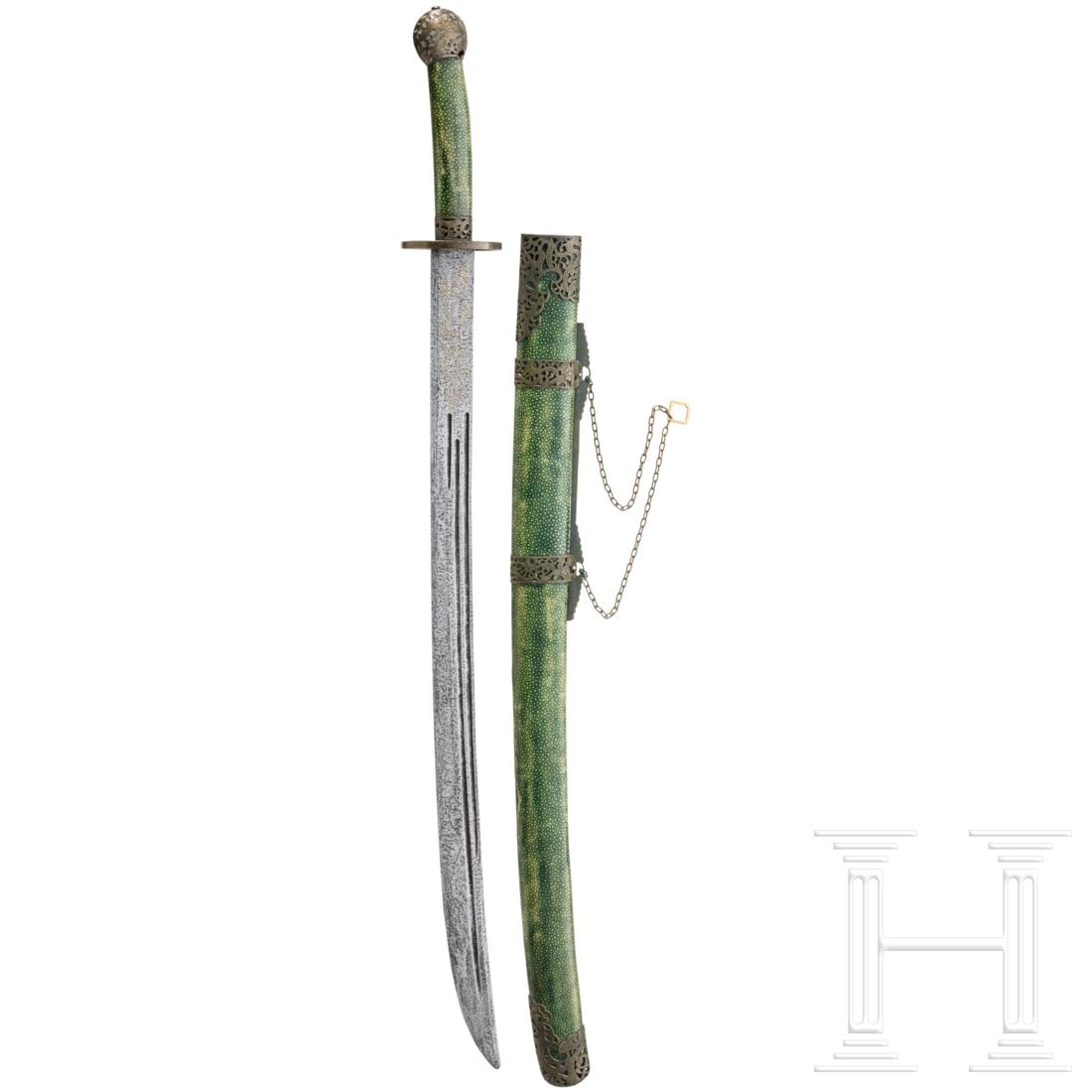 A Chinese dao with rayskin scabbard, 19th century (1 of 4)