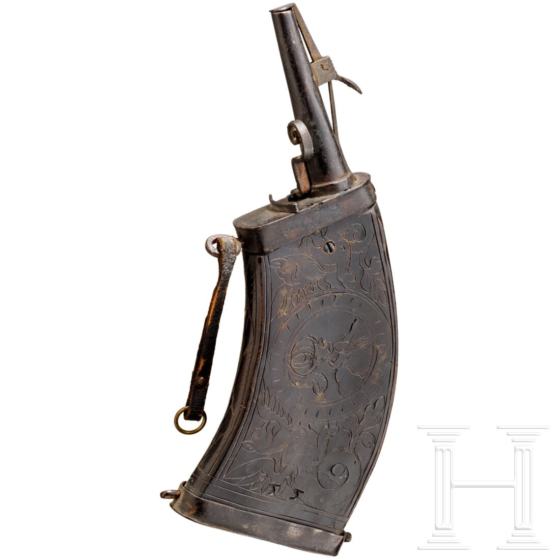 A German musketeer powder flask, circa 1600 (1 of 2)