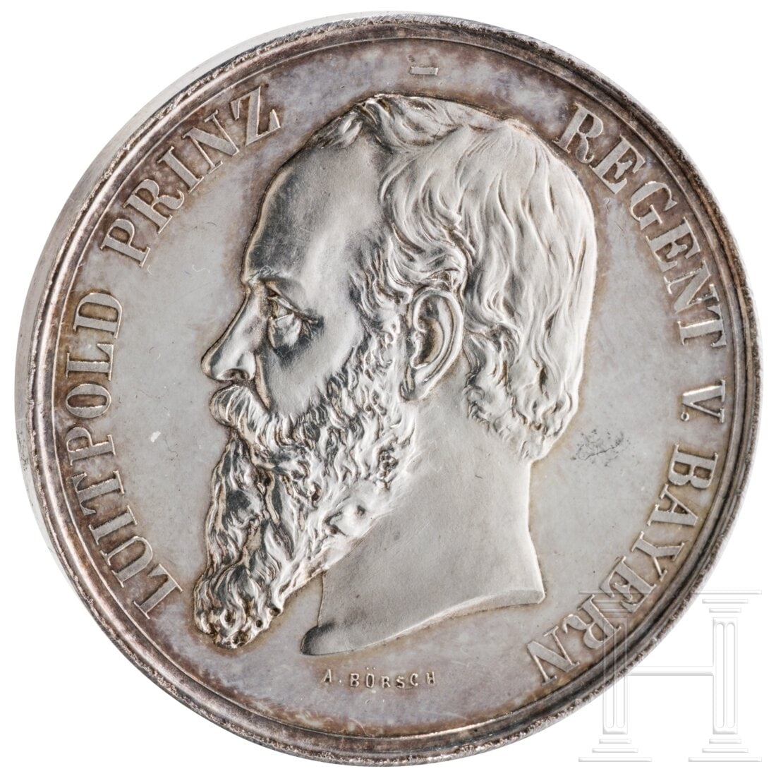 Schießpreismedaille „DEM BESTEN SCHÜTZEN": Schießpreismedaille „DEM BESTEN SCHÜTZEN"Silber, 37,2 Gramm, Durchmesser 38,67 mm, die Vorderseite zeigt das Bildnis von Luitpold Prinzregent von Bayern, Schießpreismedaille in nahezu neuwertiger