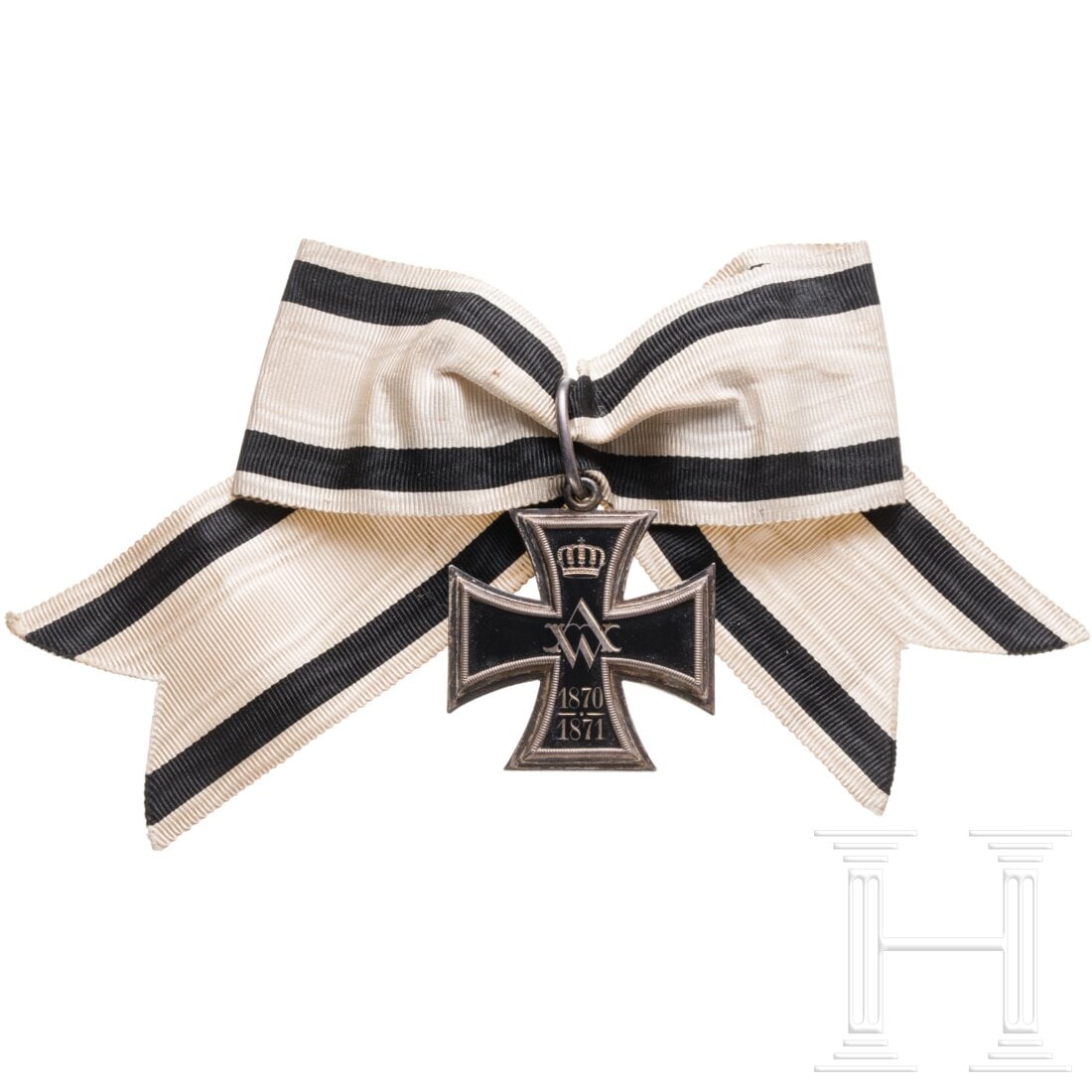 Prussian Cross of Merit for Women and Virgins: Prussian Cross of Merit for Women and VirginsEnamelled core, silver frame, on the original ribbon bow for ladies. The cross in mint condition.Condition: I -