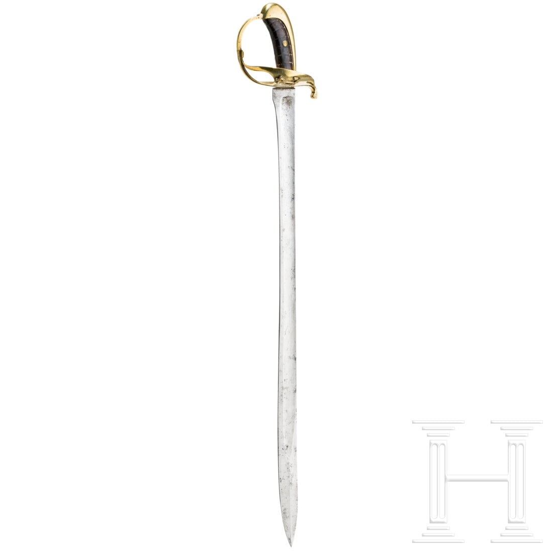 A saber M 1846 of the Swedish Navy: A saber M 1846 of the Swedish NavyKräftige, sich zur Spitze verbreiternde Rückenklinge (etwas fleckig, vereinzelt leicht narbig, ohne Stempel) mit beidseitiger Hohlbahn und zweischneidiger Mittelspi