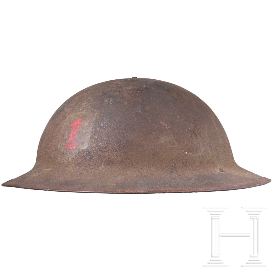 A steel helmet M 17 "Brodie" of a veteran of the 1st Infantry Division "Big Red One" (1 of 4)