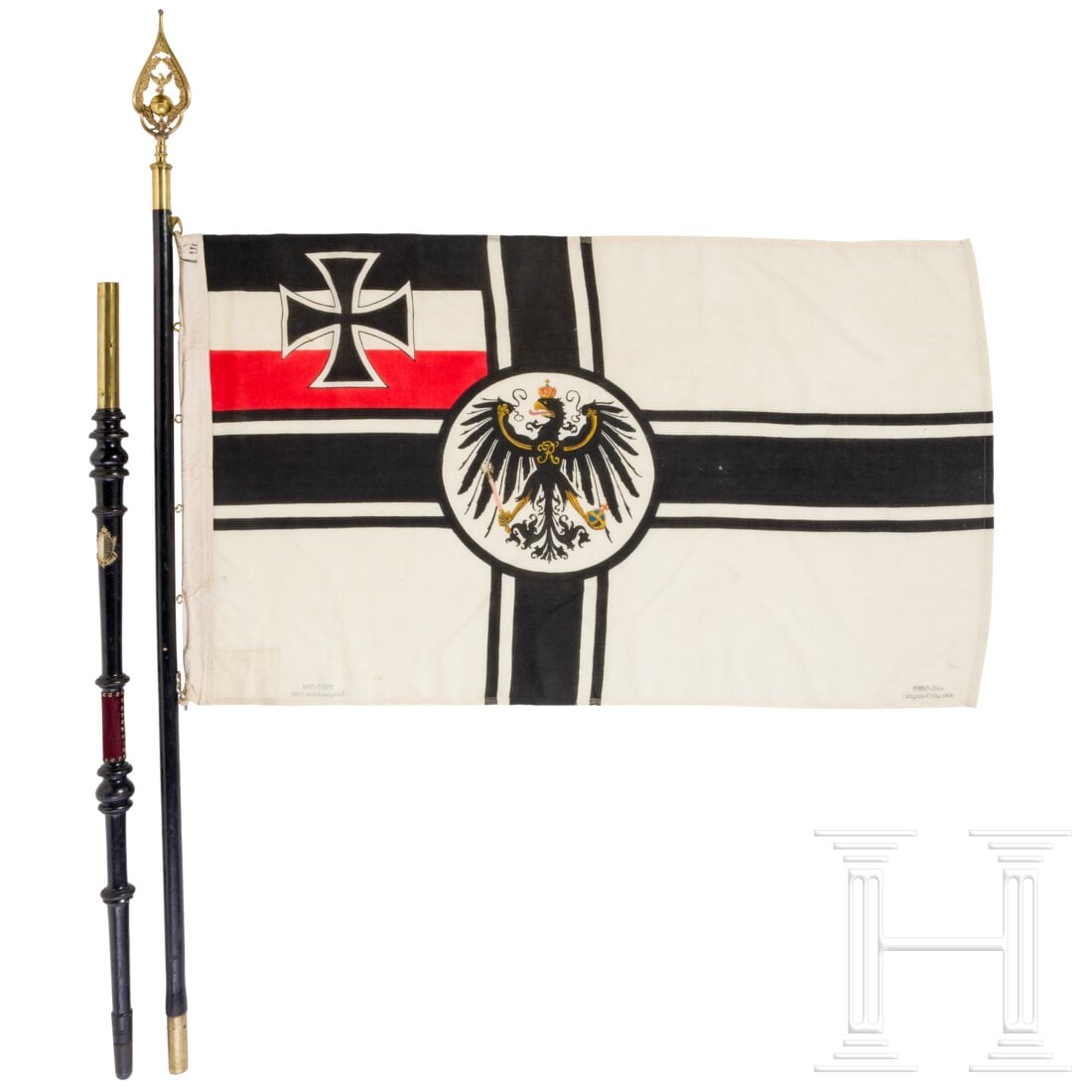 A warrior association flag and a silk embroidery, first half of the 20th century (1 of 8)