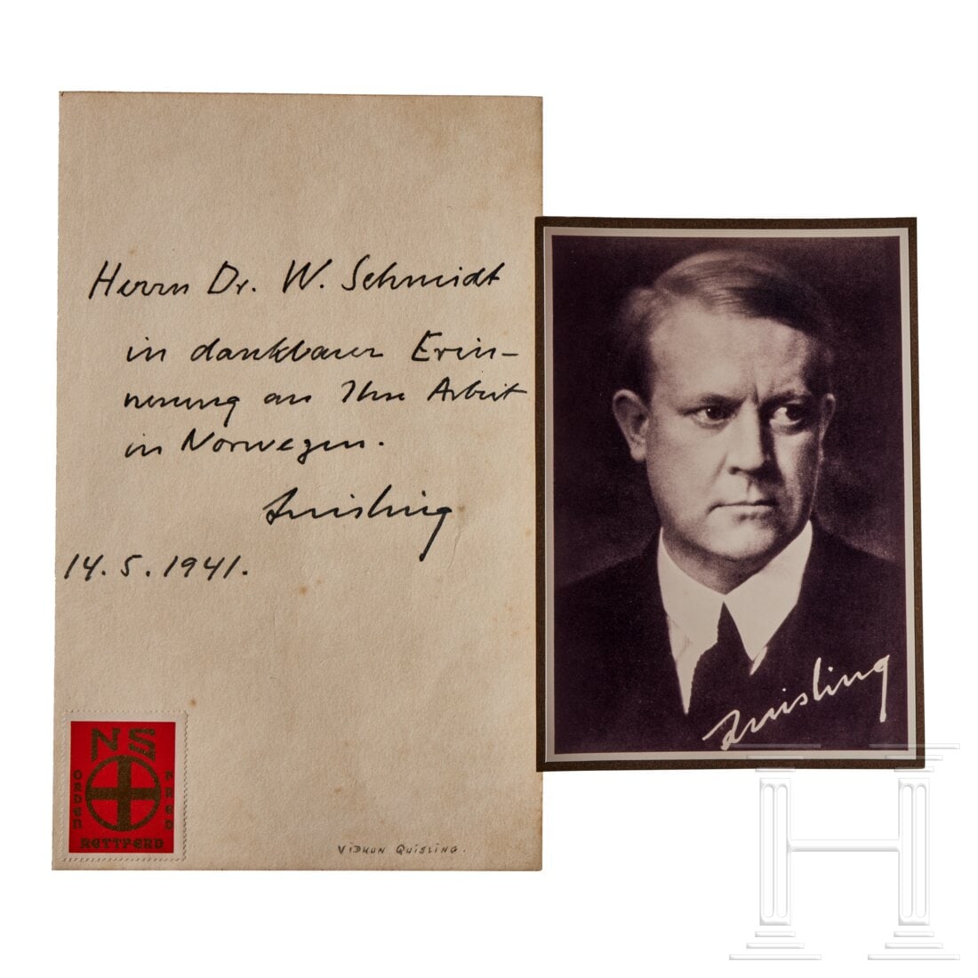 Vidkun Quisling - eigenhändige Widmung 1941 (1 of 1)
