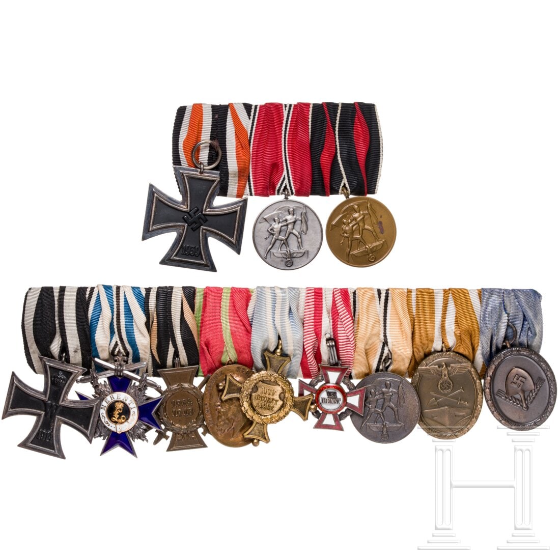 9-piece medal bar with Bavarian Military Merit Order 4th Class (1 of 2)