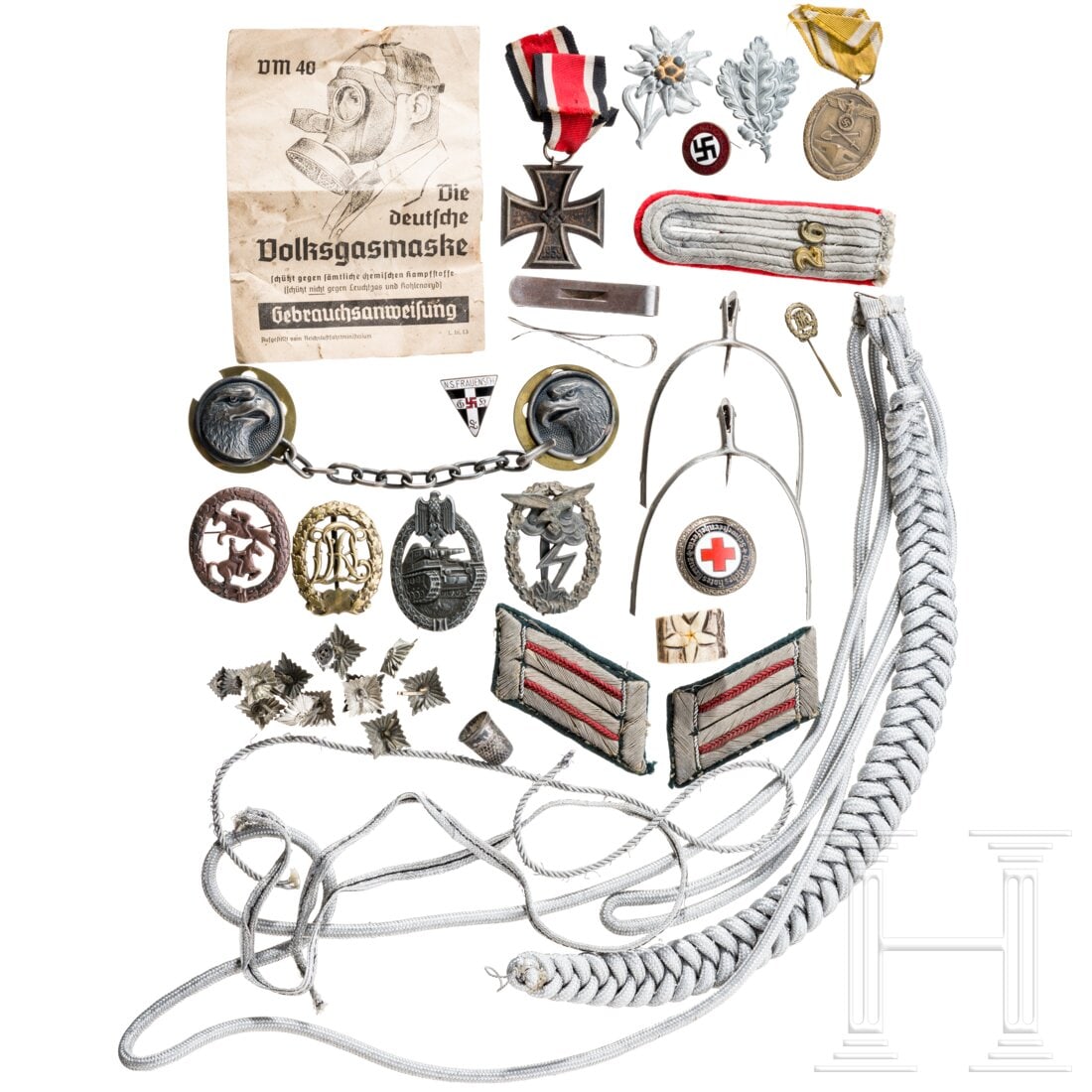 A Tank Assault Badge, Ground Assault Badge, eagle's head closure, insigina and other badges (1 of 2)