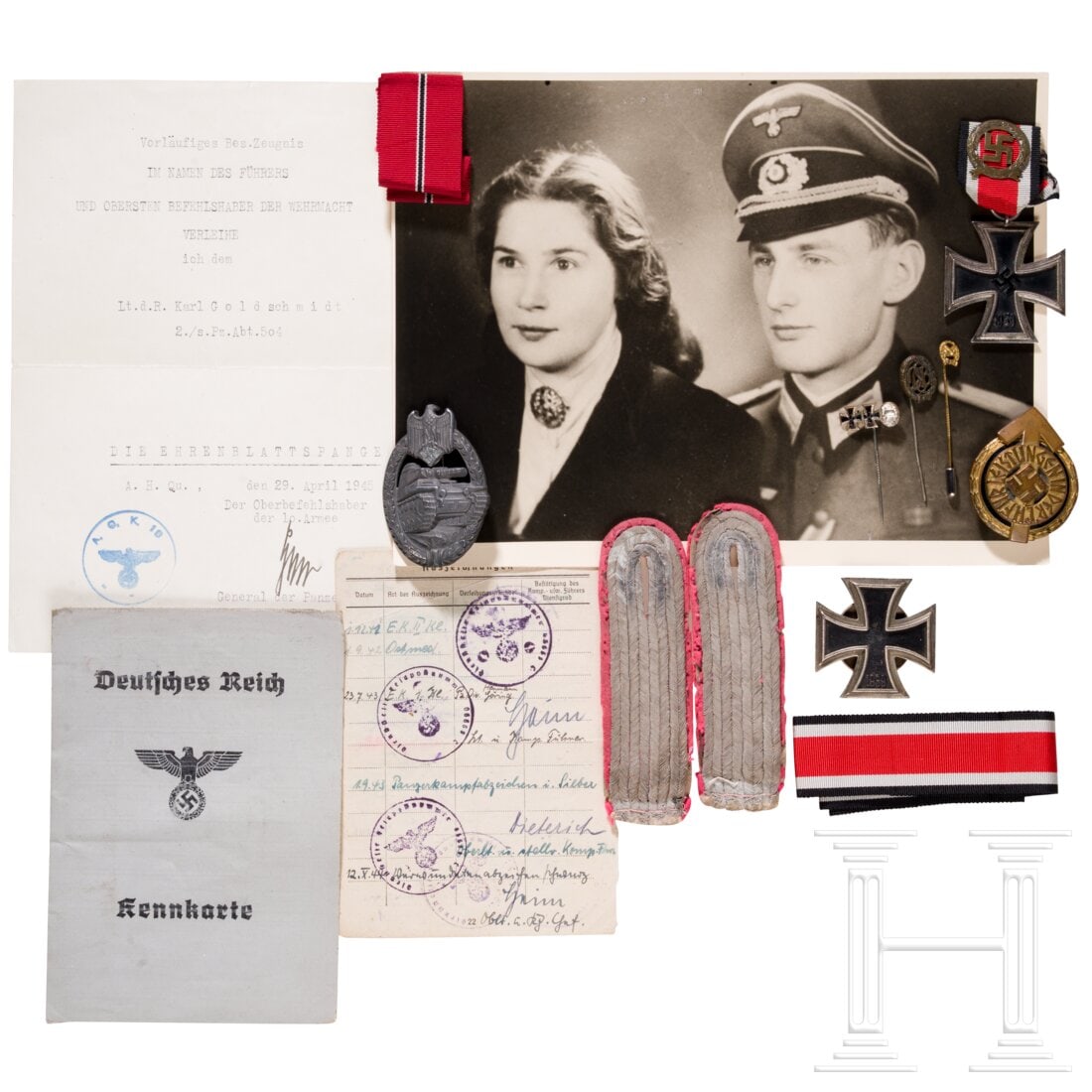 Awards and documents of Lieutenant Karl Goldschmidt from 2./s.Pz.Abt. 504 (1 of 5)