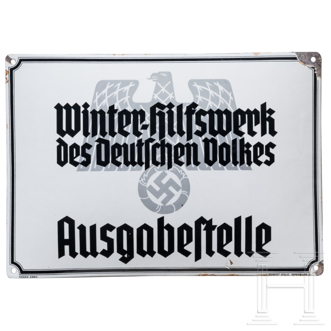 A wall sign "Winter-Hilfswerk des Deutschen Volkes - Ausgabestelle" (1 of 2)