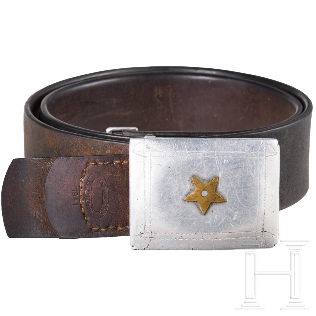 A belt buckle of a Soviet Russian resistance fighter's, a converted Luftwaffe belt buckle (1 of 2)