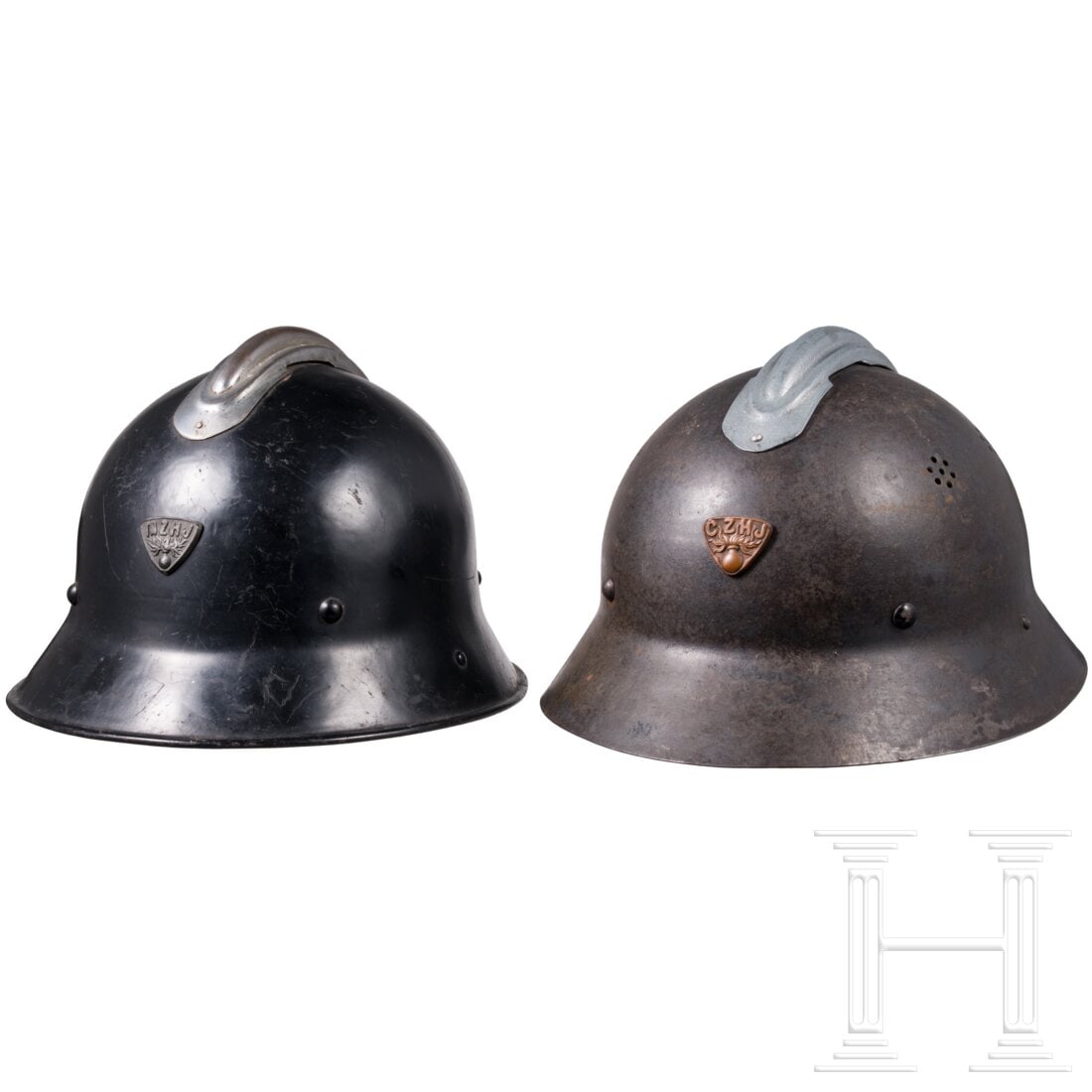 Two firefighter helmets