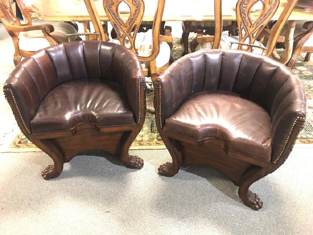 Pair Hollywood Regency Maitland Smith Barrel Chair (1 of 4)
