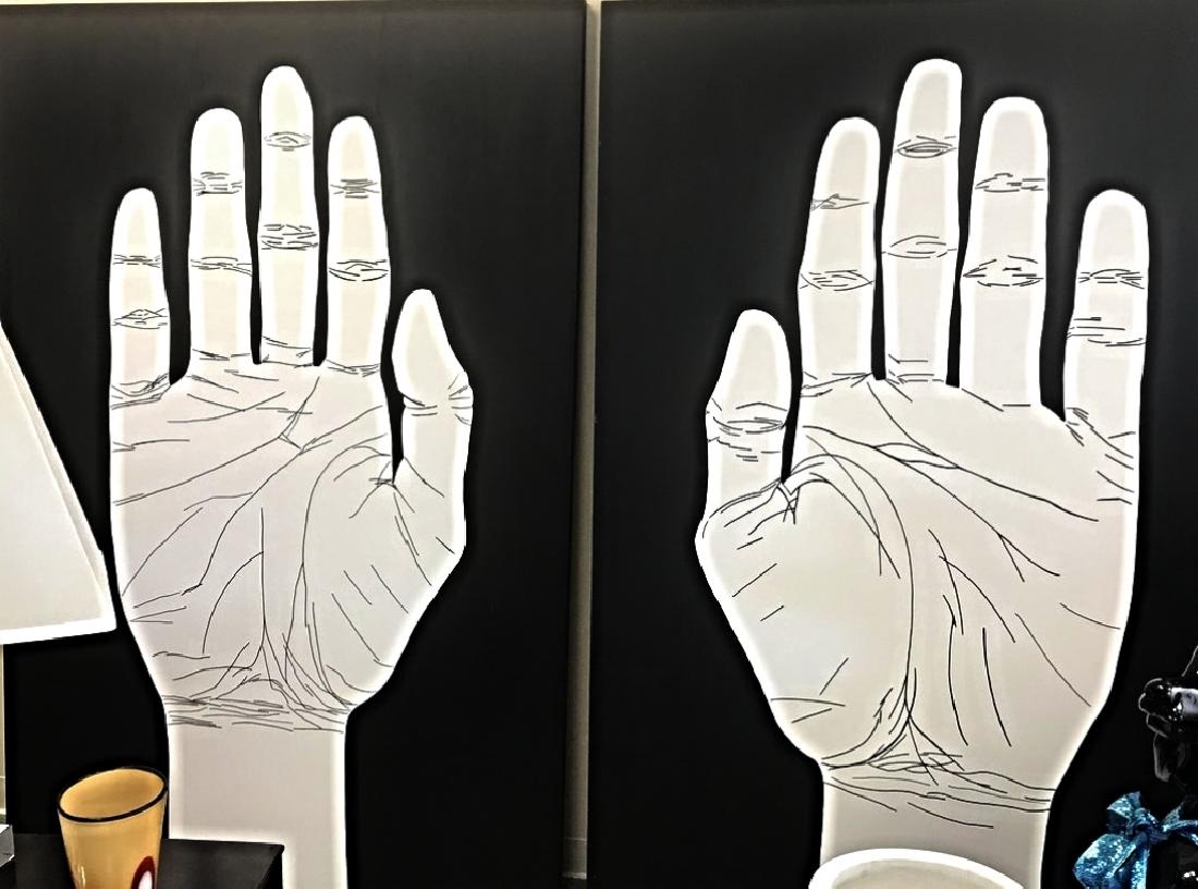 Pair of "Pop Art " Black and White Hands: Large Black and White Pair of Hands