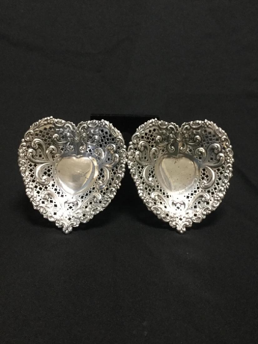 Pair of  Gorham Silver Heart Bowls (1 of 6)