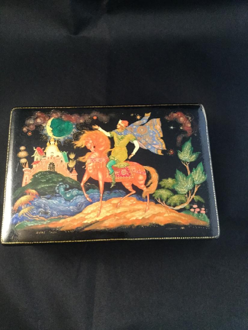Signed Antique Hand-Painted  Russian Lacquered Box (1 of 10)