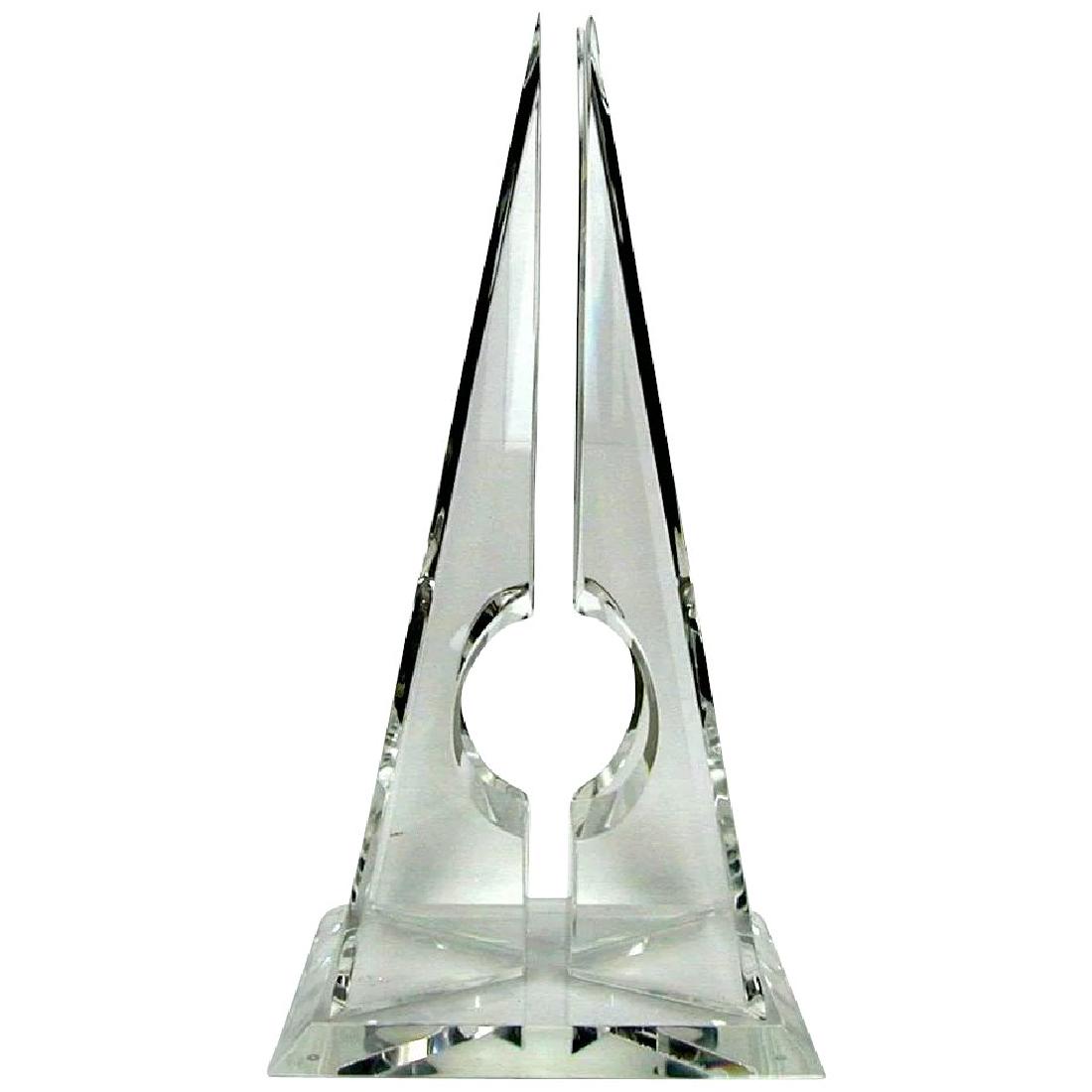 Hivo Van Teal Modernist Pyramid Lucite Sculpture: This 1970s Lucite sculpture is by Hivo Van Teal. It's a breath of fresh air...and light, reflecting its environment while adding its own Modernist design to the space it's in.The pyramid has four thic