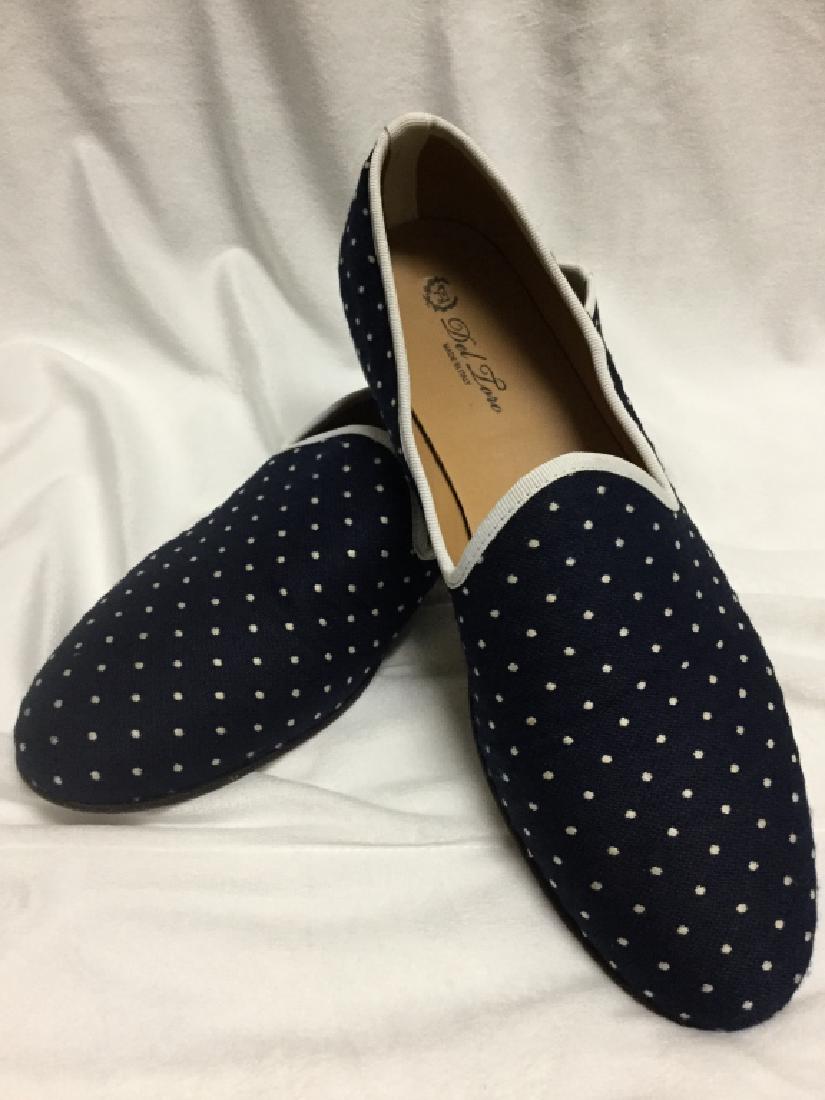 Men's Navy and White Del Tora Polka Dot Slippers (1 of 5)