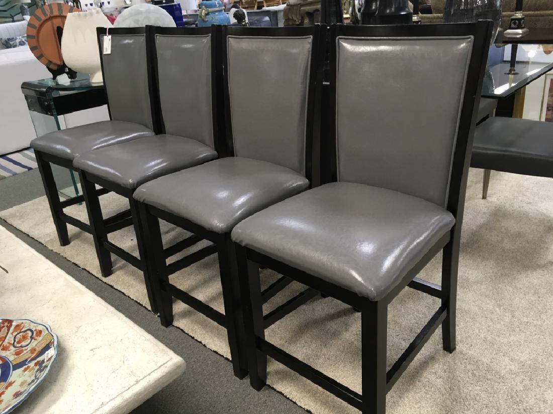 Set of 4 Gray Leather Counter Height Chairs (1 of 4)