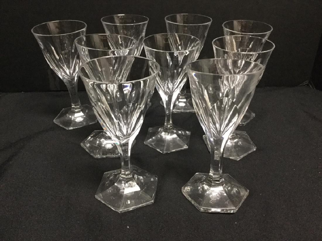 8 Baccarat Harcourt Wine Glasses: In 2013 the harcourt glass reinvents its distinguishing features and is renamed "eve". Perched on its emblematic hexagonal foot, with its graceful, lean silhouette, this new, taller and finer glass as