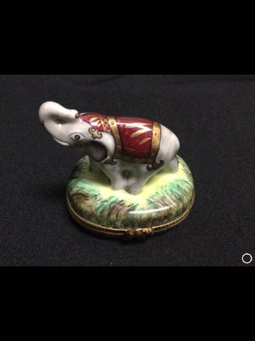 Limoge Box - Elephant Raised Trunk: Signed Limoge Box - Elephant Raised Trunk.Very good to excellent condition unless noted