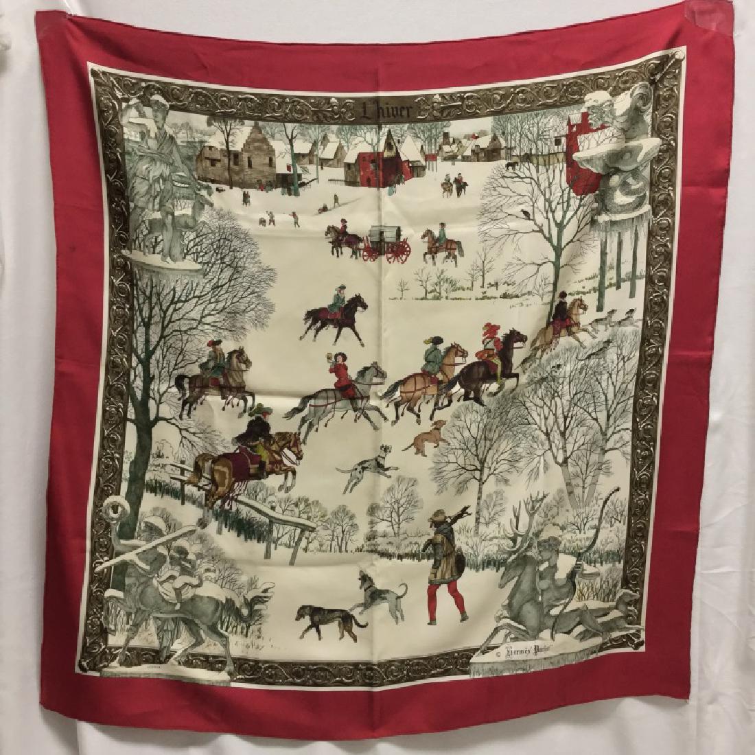VINTAGE HERMES SCARF L HIVER BY PHILIPPE LEDOUX