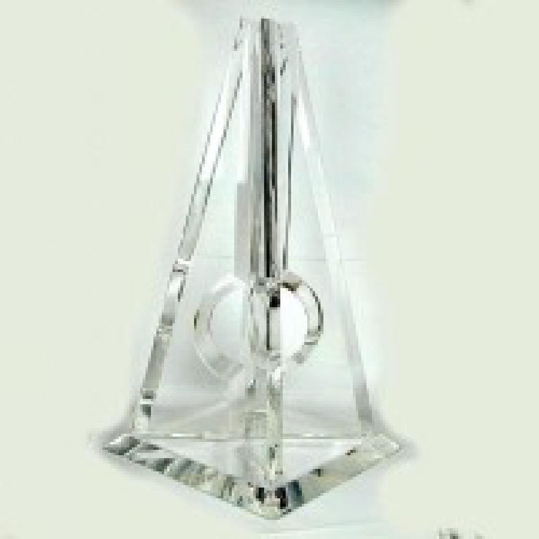 Hivo Van Teal Modernist Pyramid Lucite Sculpture: This 1970s Lucite sculpture is by Hivo Van Teal. It's a breath of fresh air...and light, reflecting its environment while adding its own Modernist design to the space it's in. The pyramid has four thi