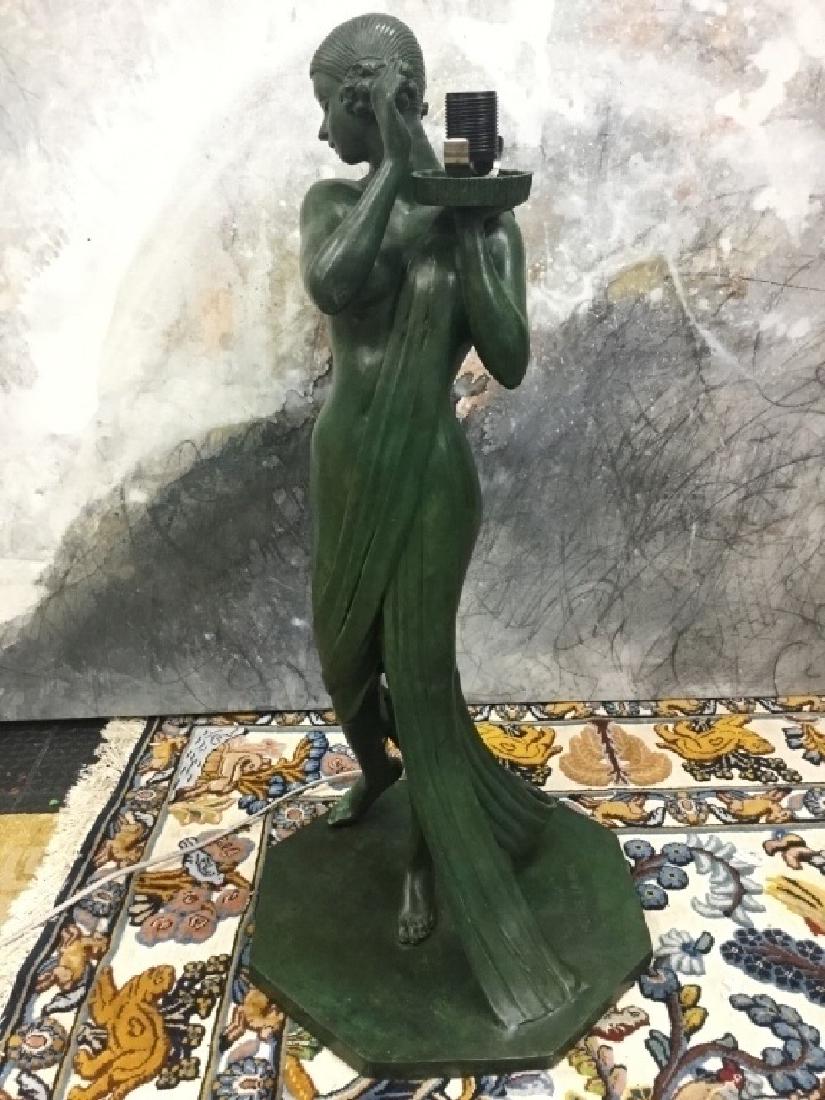 SIGNED PIERRE LAUREL ART DECO BRONZE LADY LAMP (1 of 8)