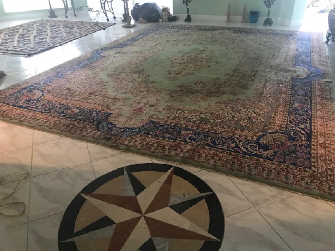 ANTIQUE ORIENTAL RUG SAGE GREEN BLU BURG 12.5X16.5 (1 of 5)