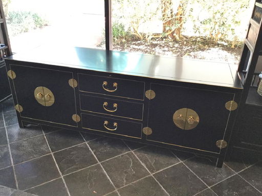 Sligh Chinoiserie Dark Wood Sideboard Console Nov 07 2018