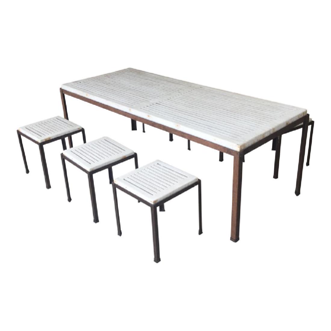 MINIMALIST MID CEN MODERN TEAK DINING TABLE SET (1 of 4)