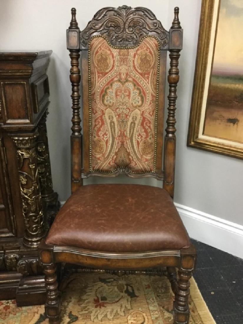 12 MARGE CARSON STYLE ORNATE WOOD LEATHER CHAIRS (1 of 10)
